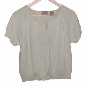 Y2K Pastel Green Keyhole Bow Short Sleeve Sweater